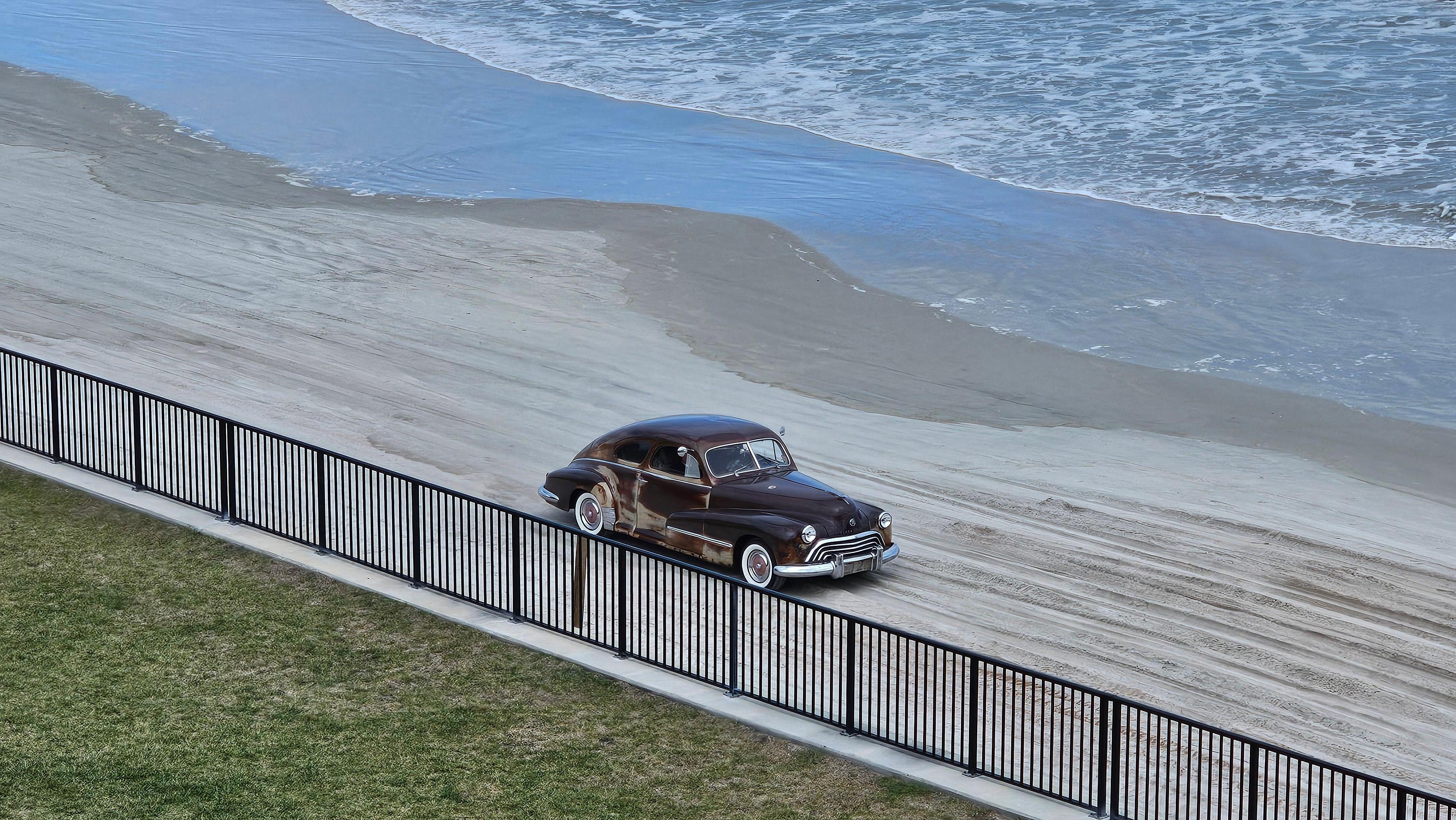 Watching people cruise the beach 