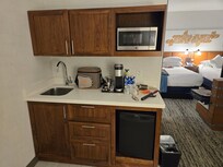 K machine, microwave, refrig w/freezer and Sink