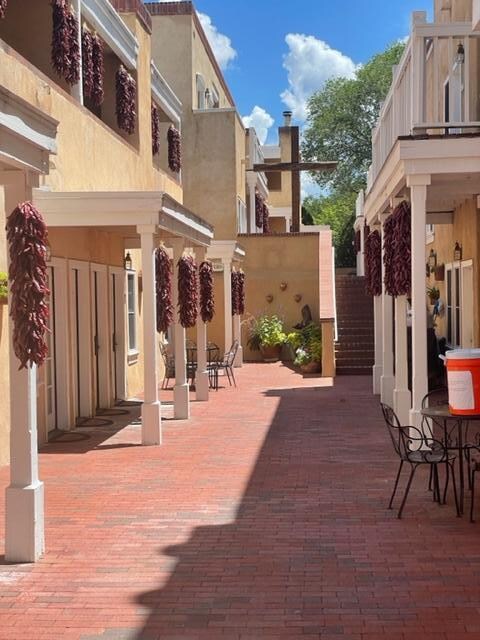 View of internal courtyard to rooms.