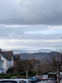 Snow topped mountain view