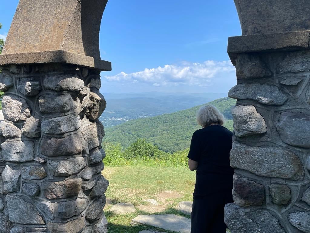Looking out from the Stone Church. 