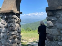 Looking out from the Stone Church.