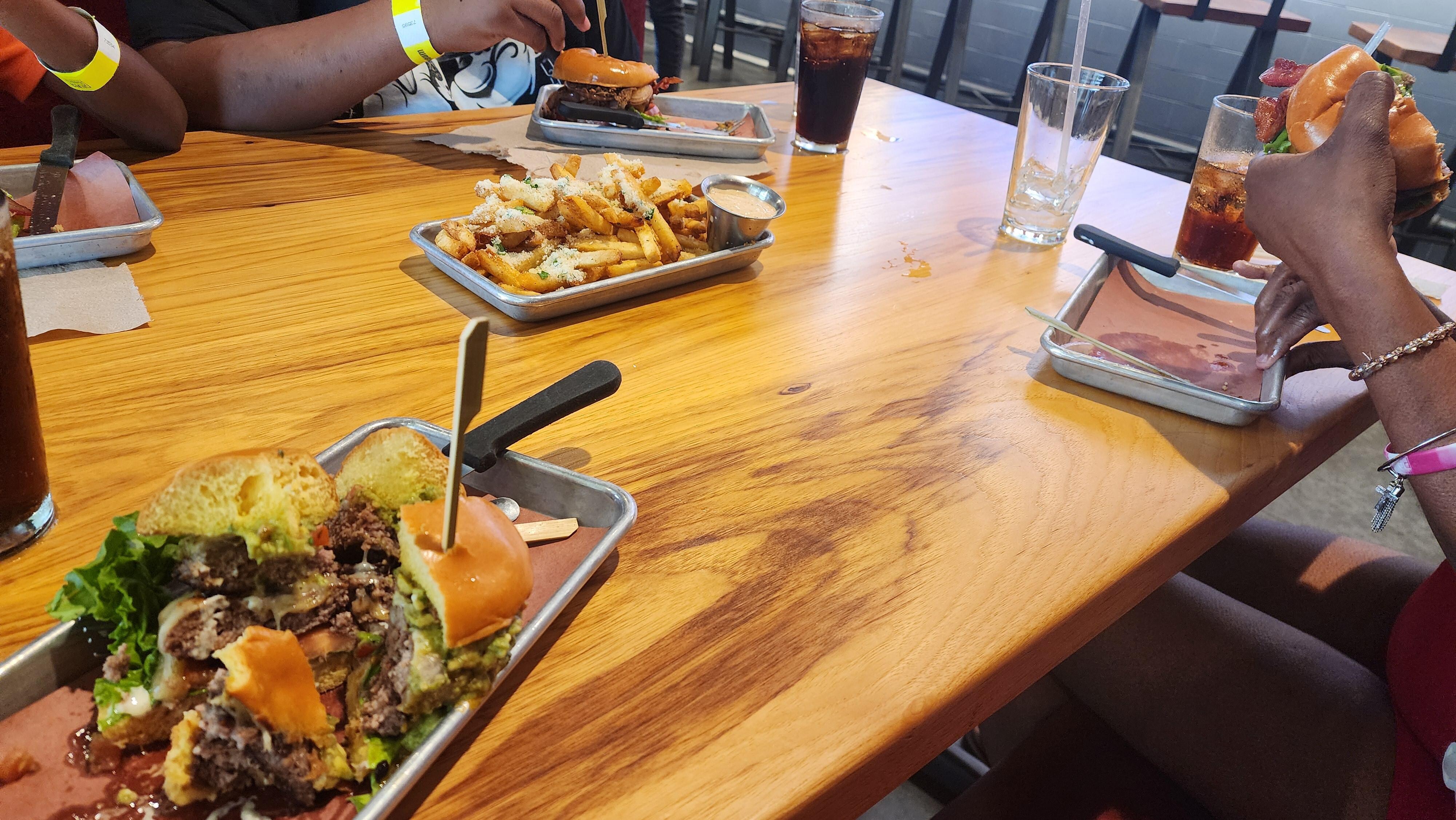 Good food.  Who doesn't love a good burger, we couldn't eat anything else.  So satisfying 