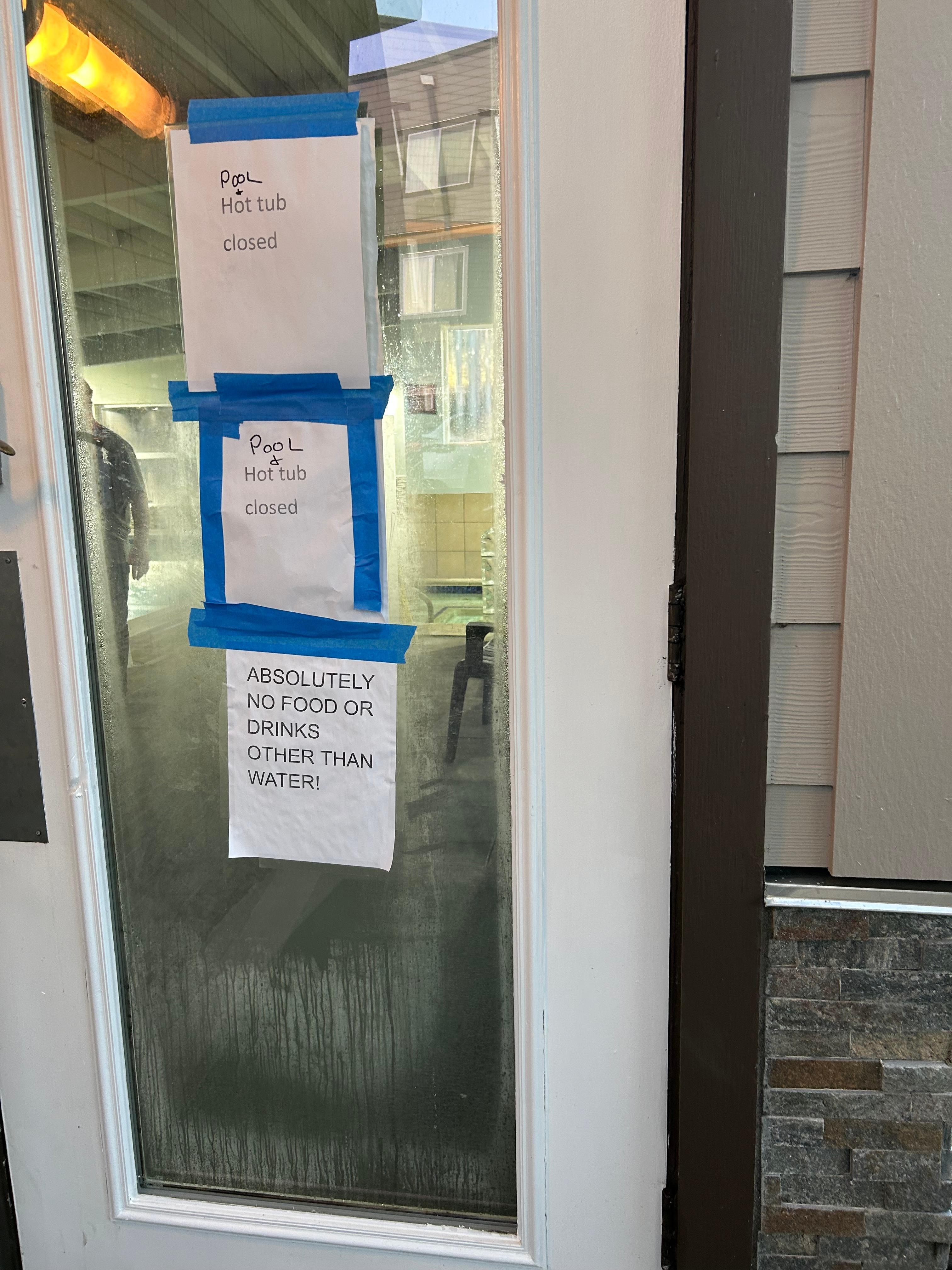 Pool and hot tub closed