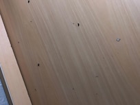 Dirty, damaged tables again.