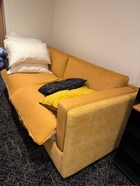 Sofa that converts into a double deck. Can be comfortable to sleep on with the proper cool temp inside the room.