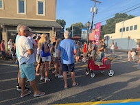 This is the street festival. The crowds weren't annoying! Everyone was so friendly. It's clearly a dog friendly community.