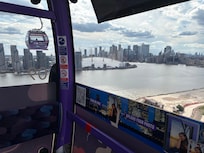 View from cable car which is near hotel and crosses over to the O2 arena.