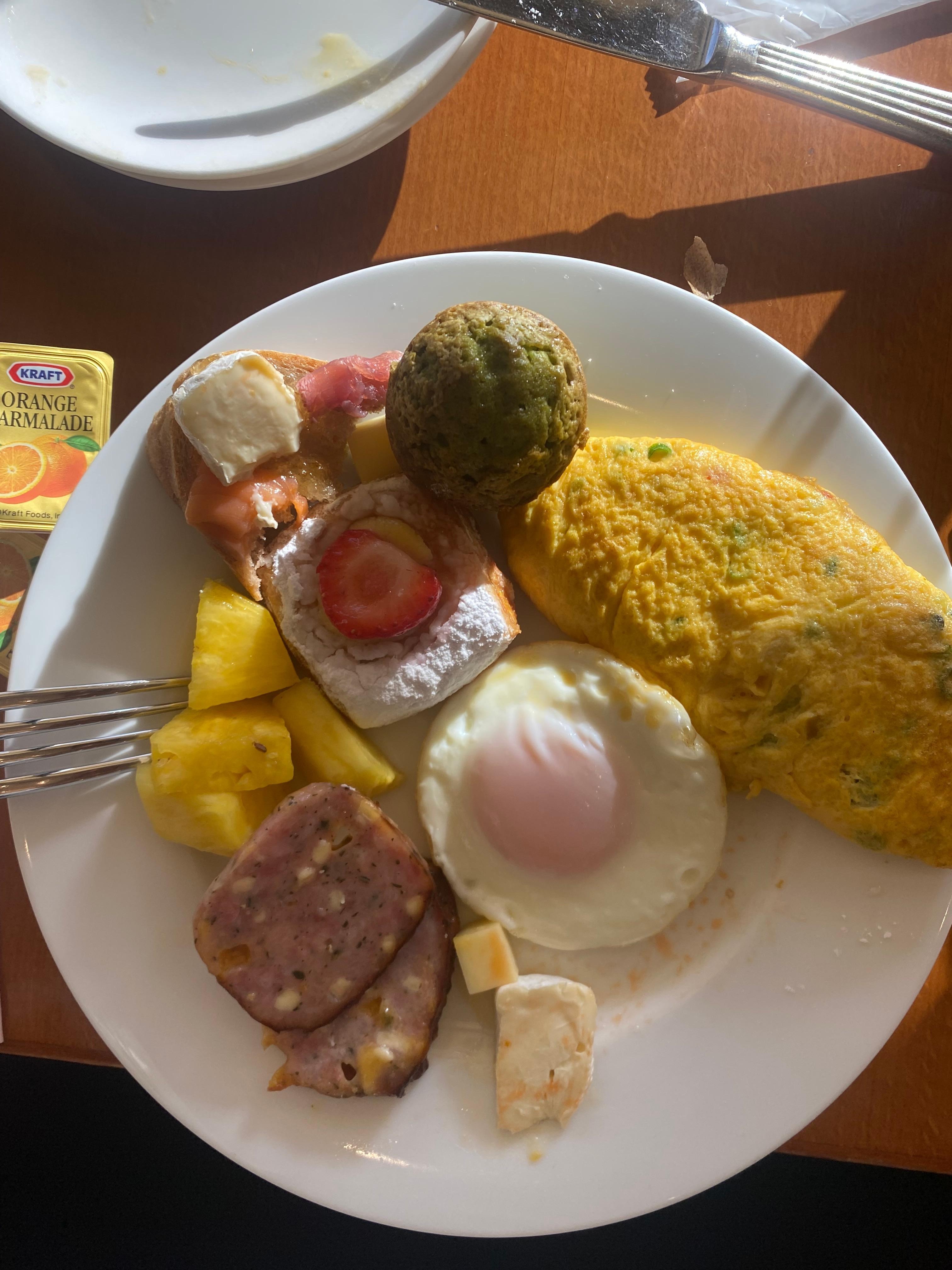 One of the many breakfast from the breakfast buffet 