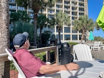 Relaxing by the pools.