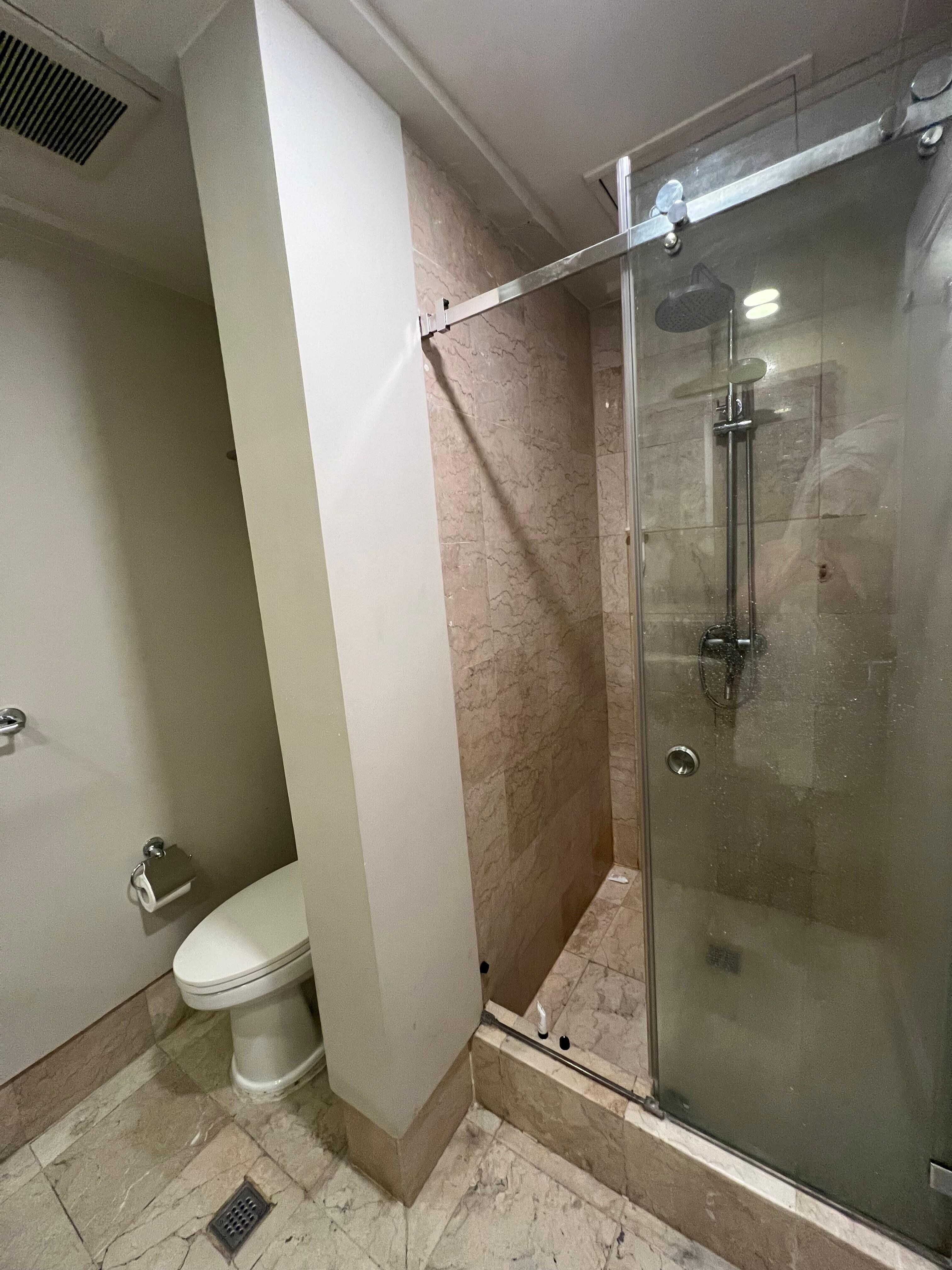 Terrible shower room with no HOT water at all for shower, air conditioning is NOT working in Room A53