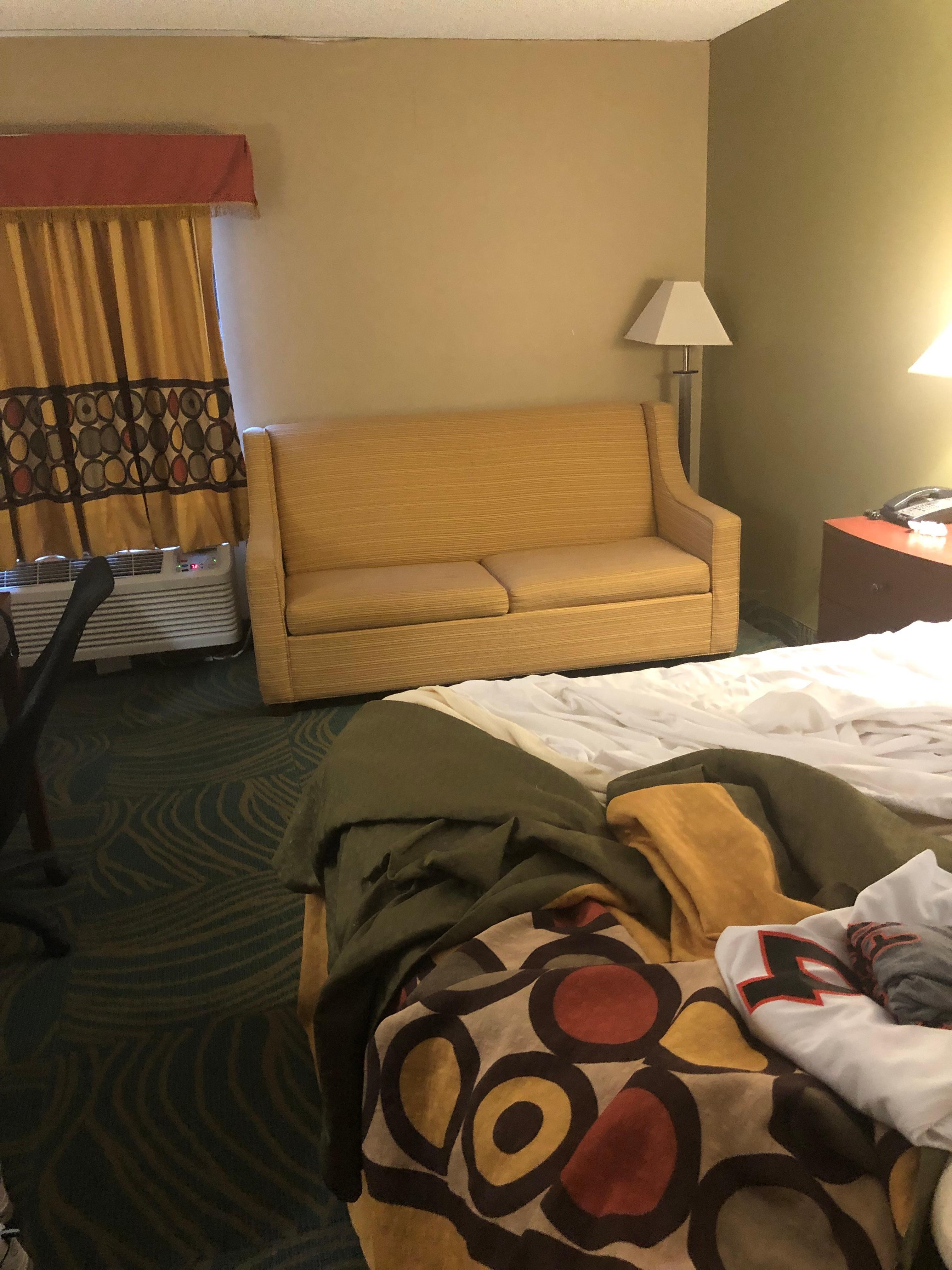 What was there-hard couch with no ottoman