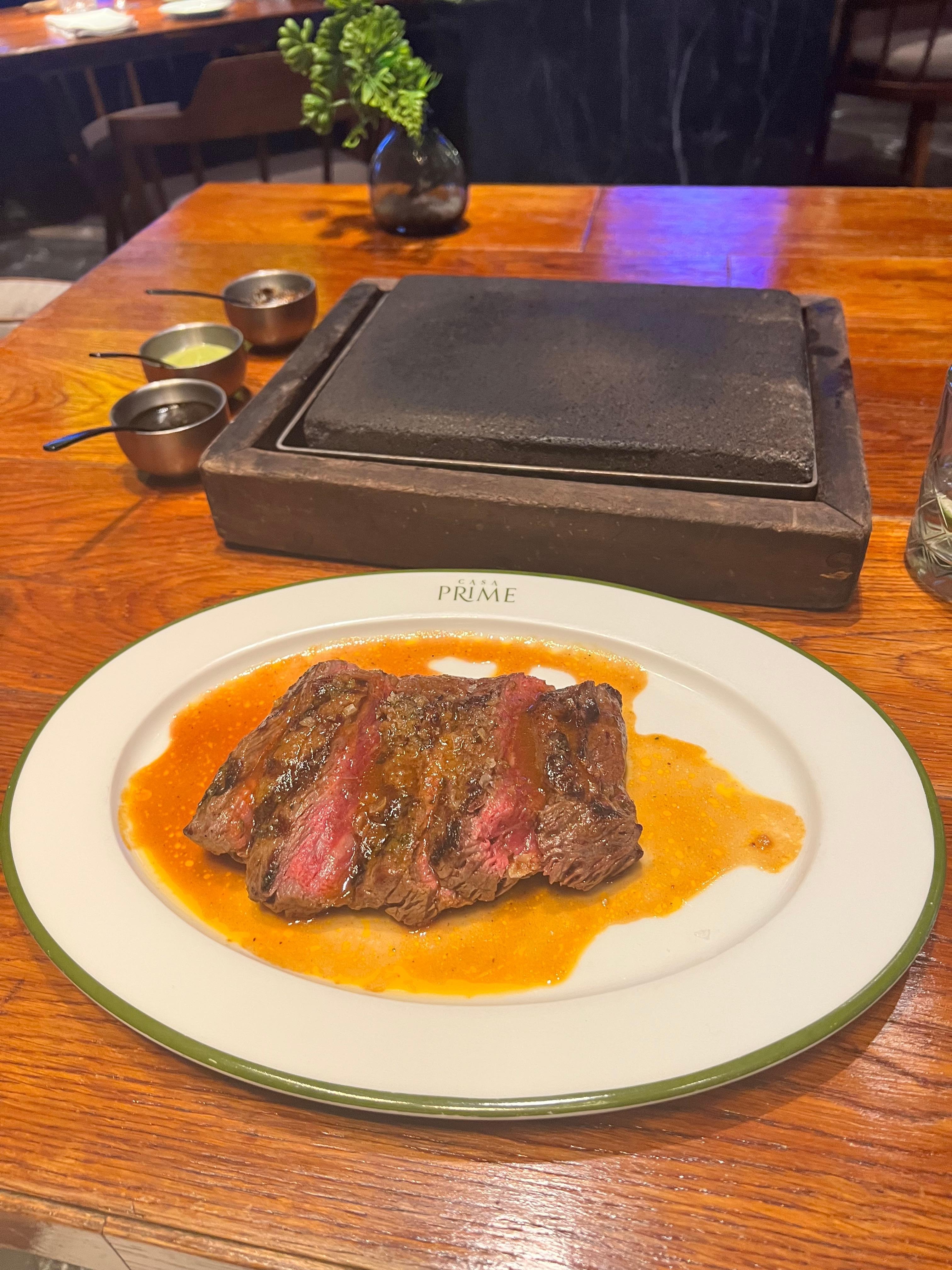 Having at steak at Prime House 