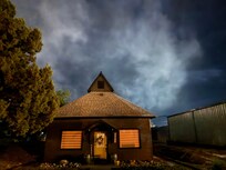Fireworks from the neighbors behind us made for a very cool photo!!