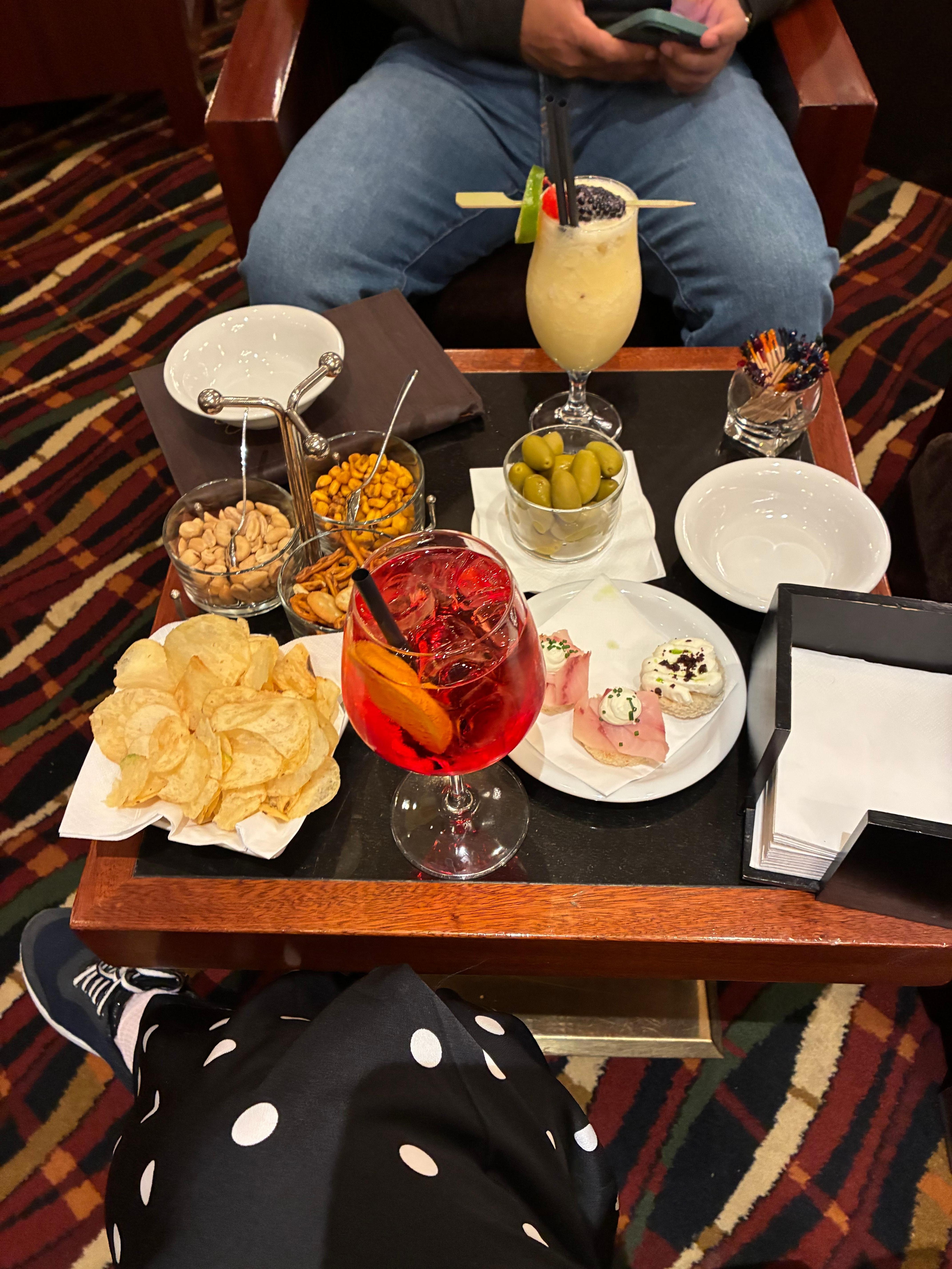 Two drinks in the hotel bar