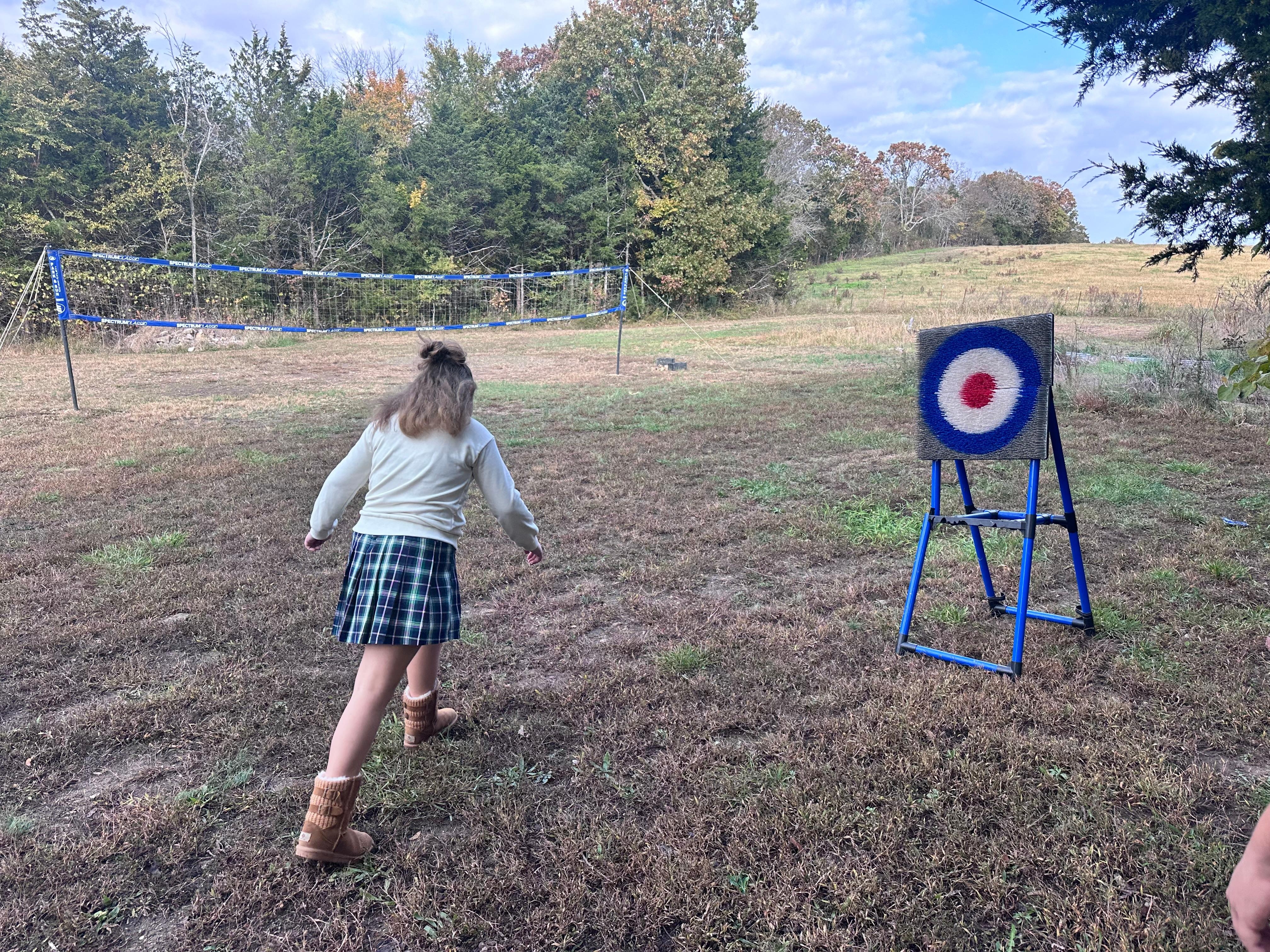 There were a few Axe throwing games scattered around the property. 