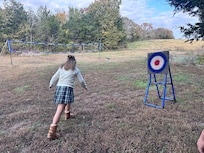 There were a few Axe throwing games scattered around the property.