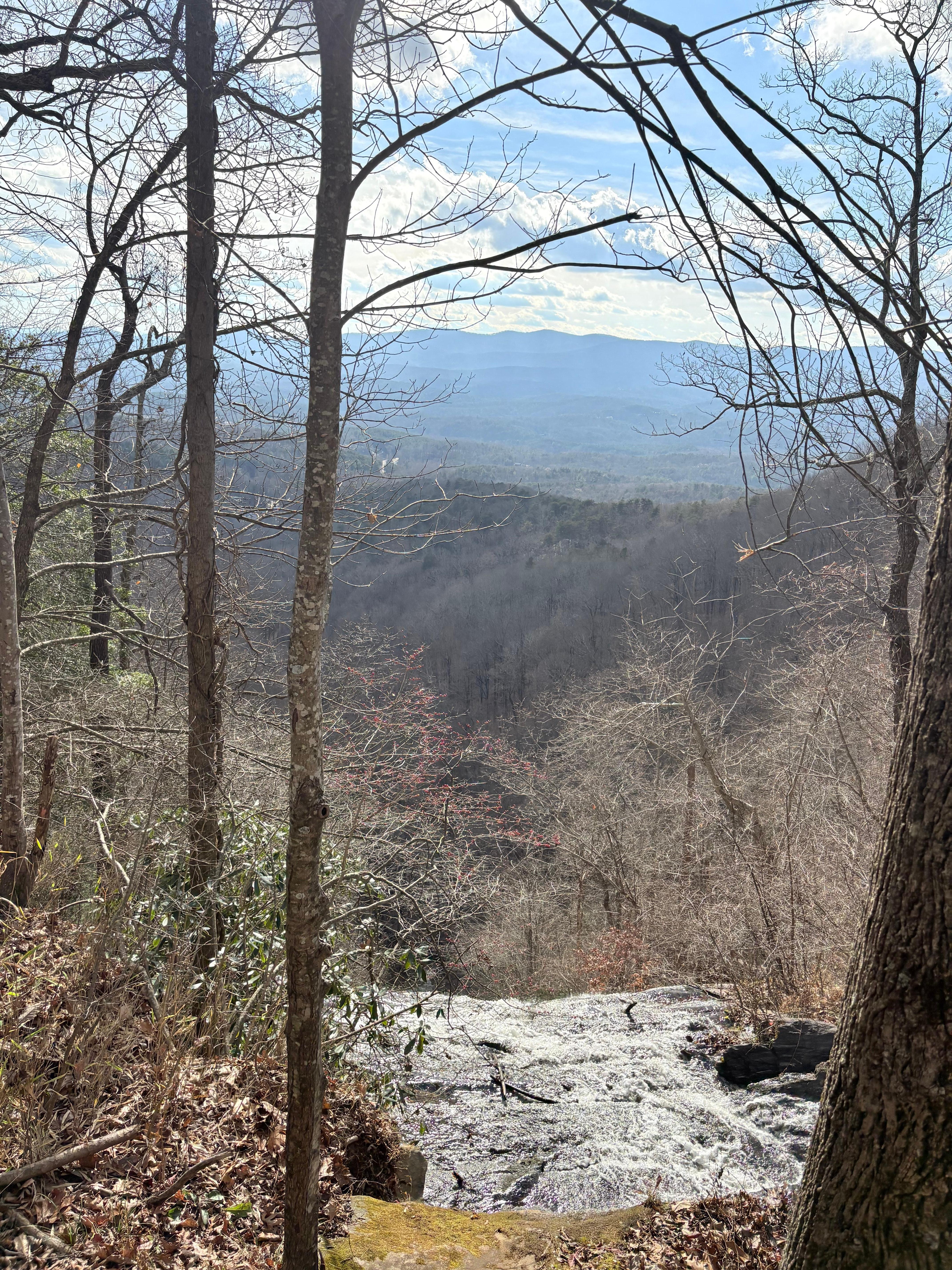 Amicalola Falls is quite close (maybe a 25 minute drive past most of the major orchards Ellijay is locally famous for) ;-)