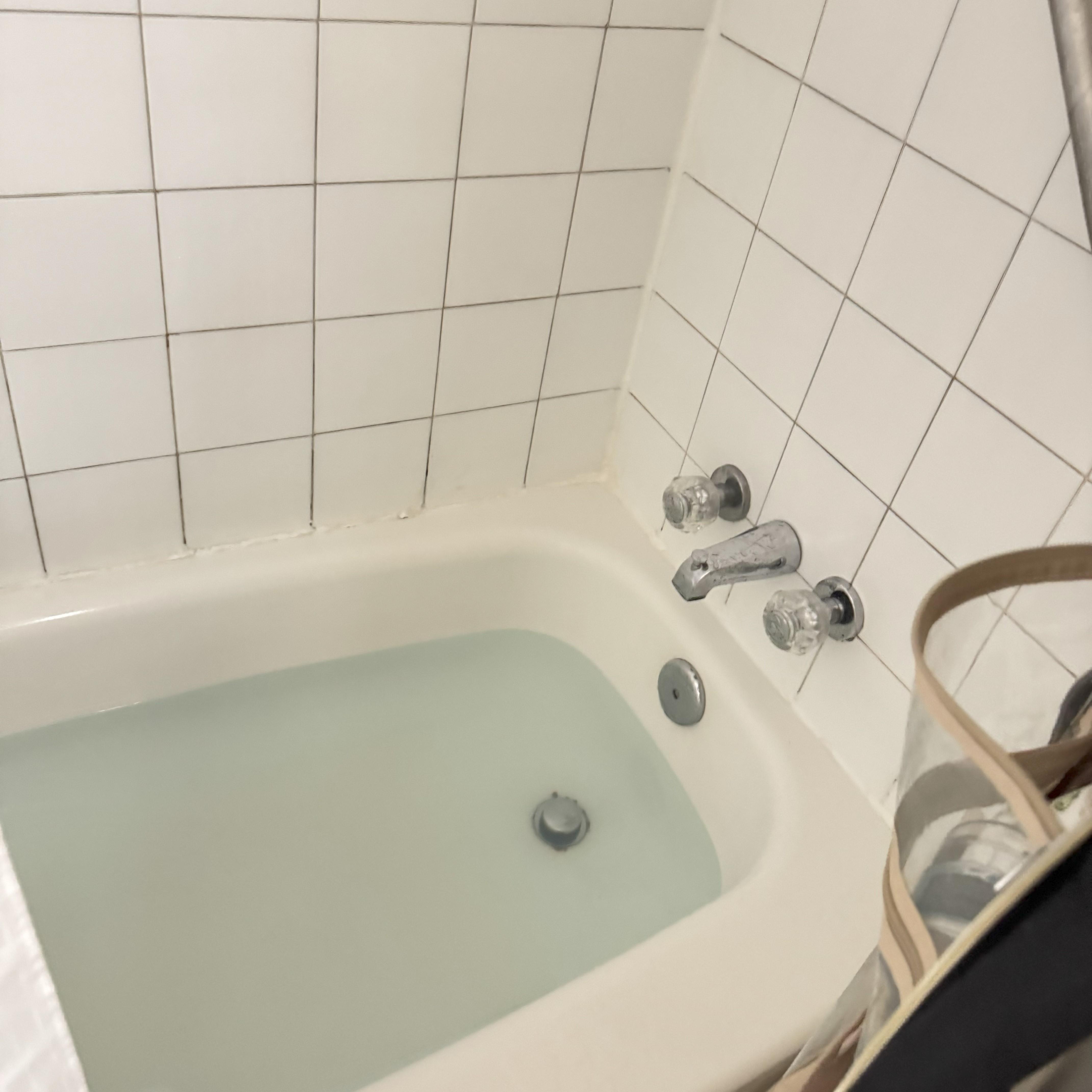 This was the tub after my wife took a VERY quick shower.