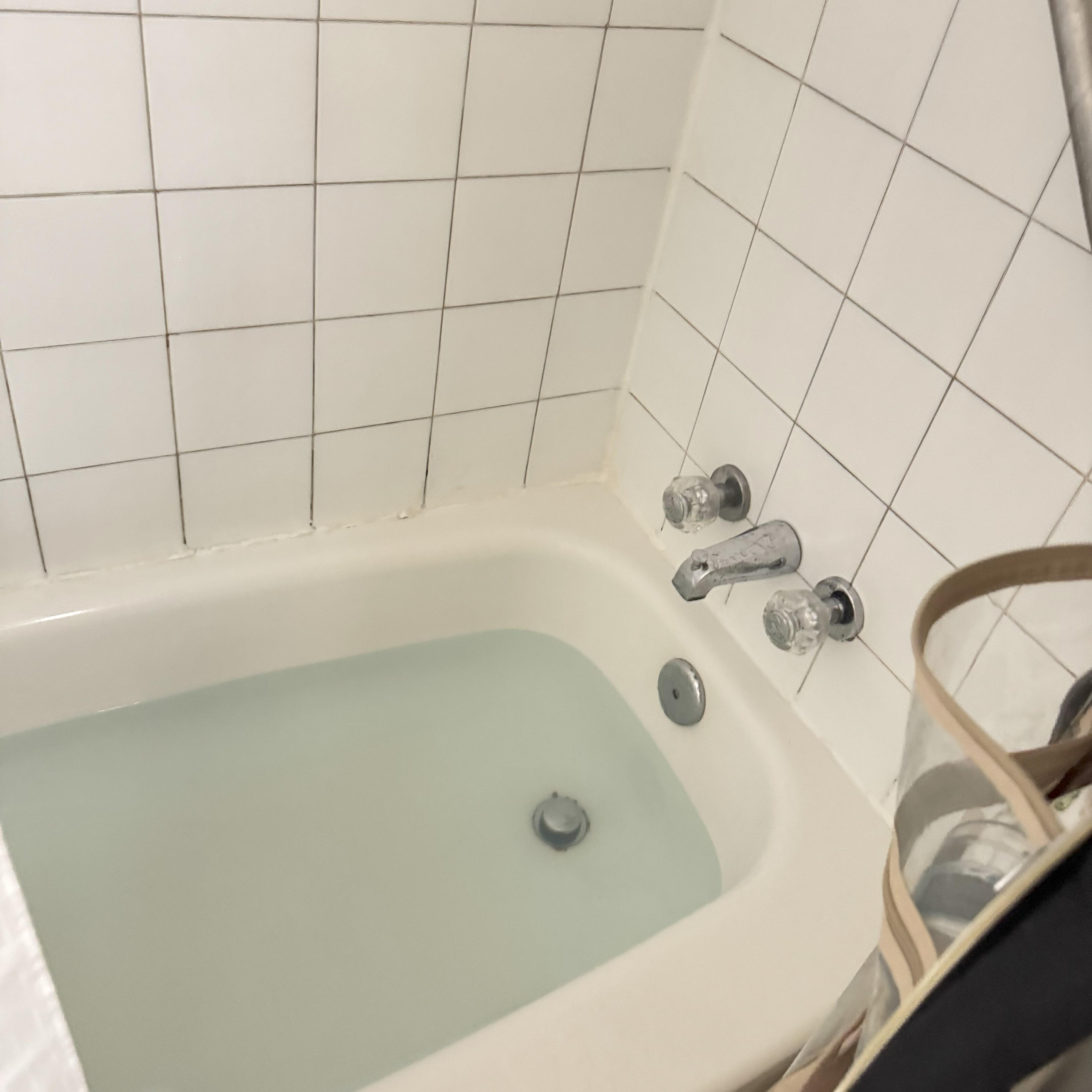 This was the tub after my wife took a VERY quick shower.
