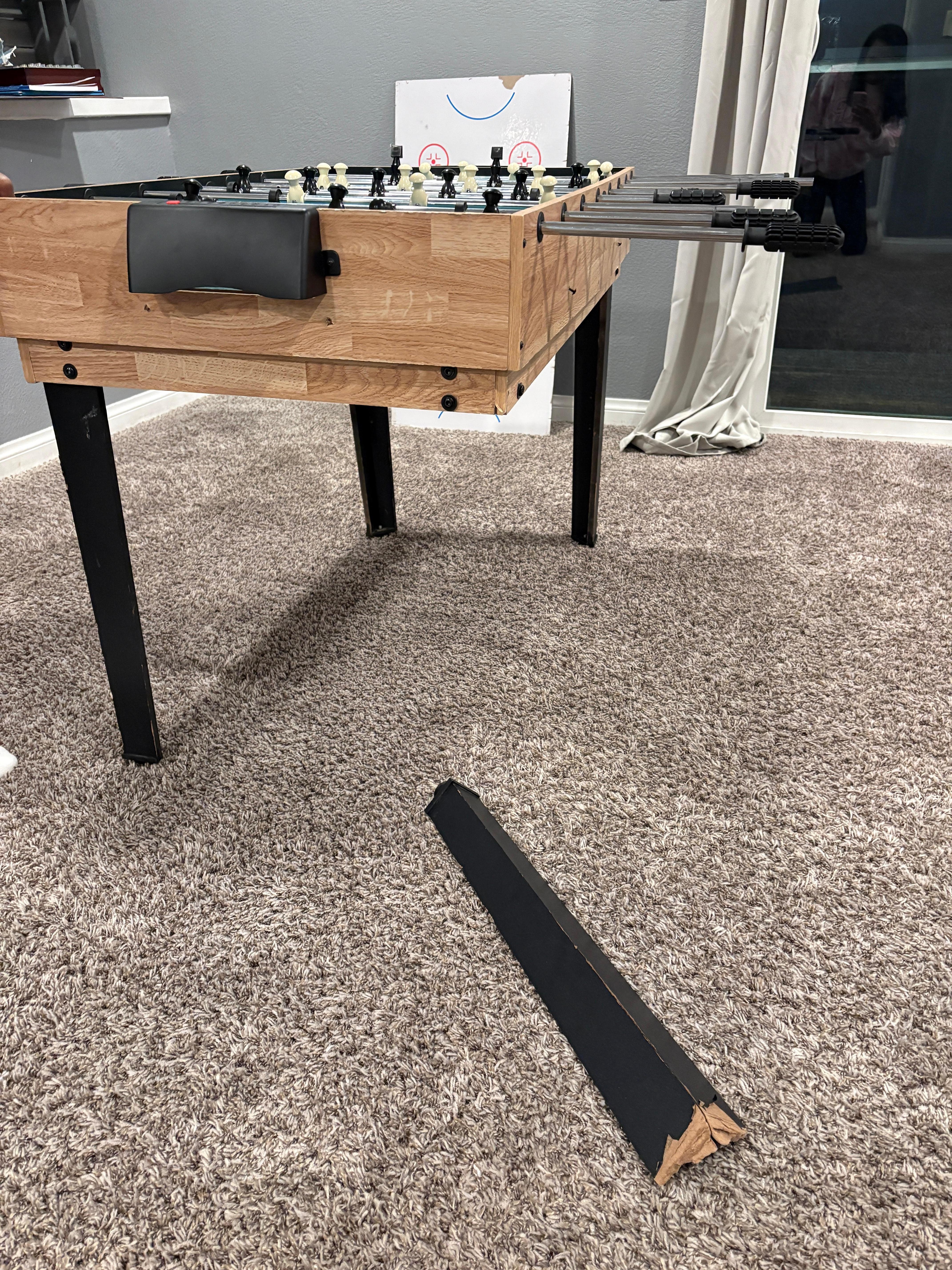 Broken foosball table