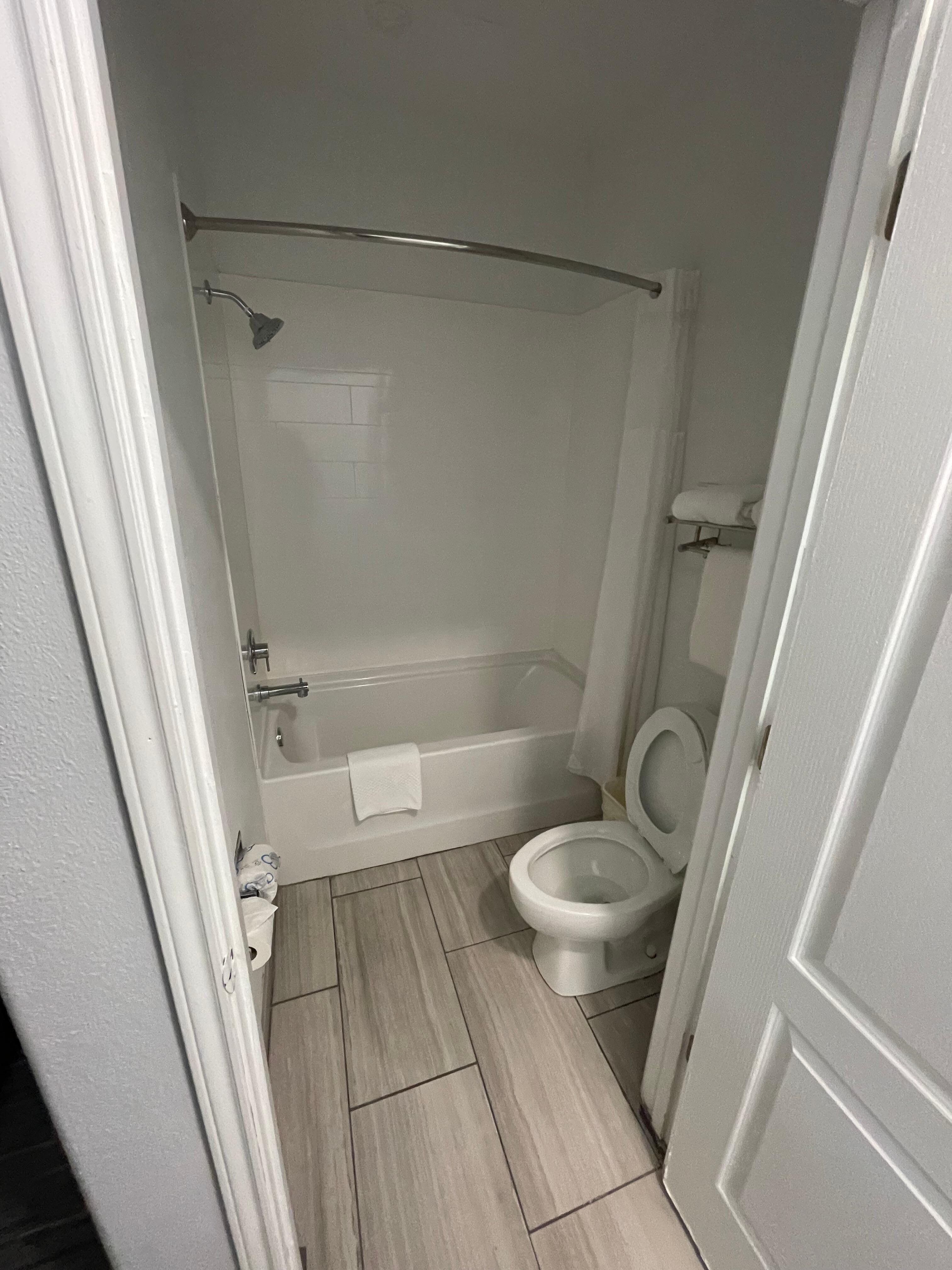 Pic of the restroom Shower was new and clean very nice very good water pressure 