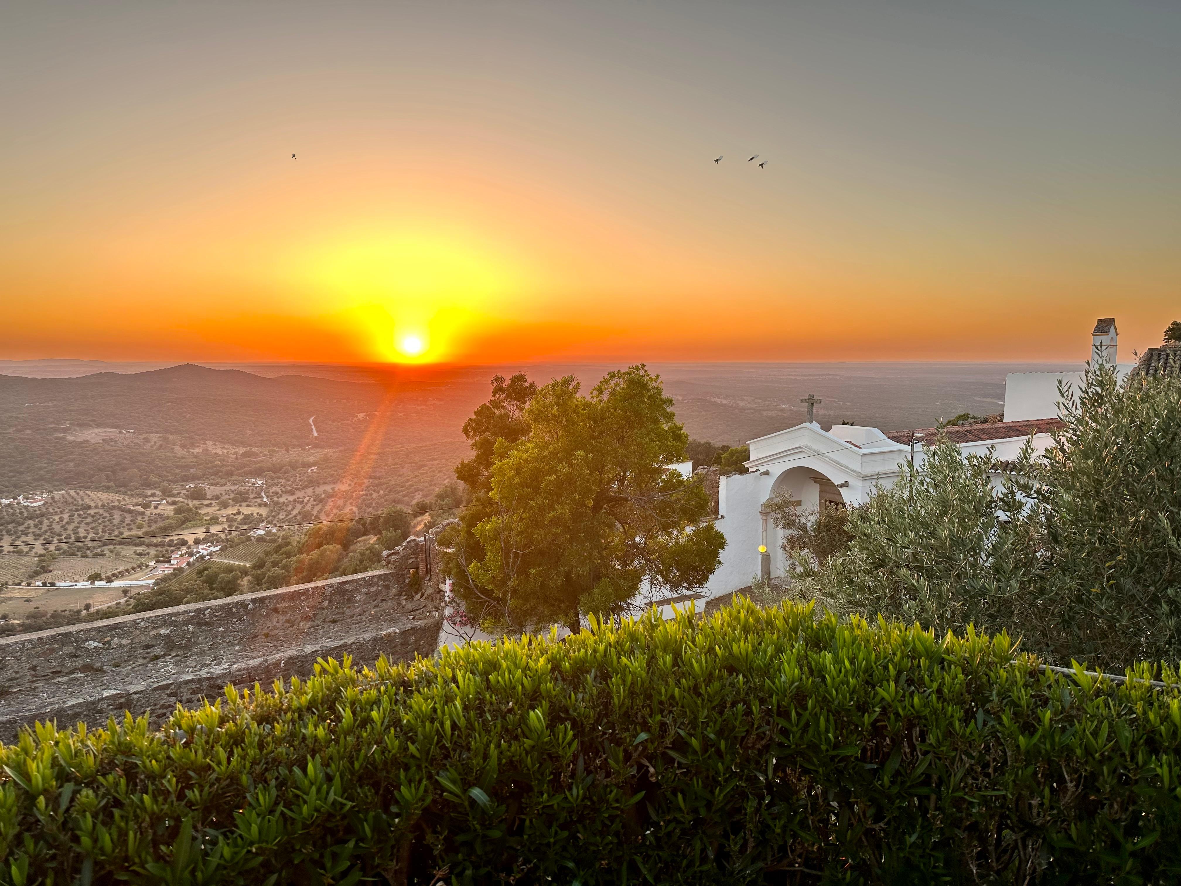 Watching the sunset from our balcony. 