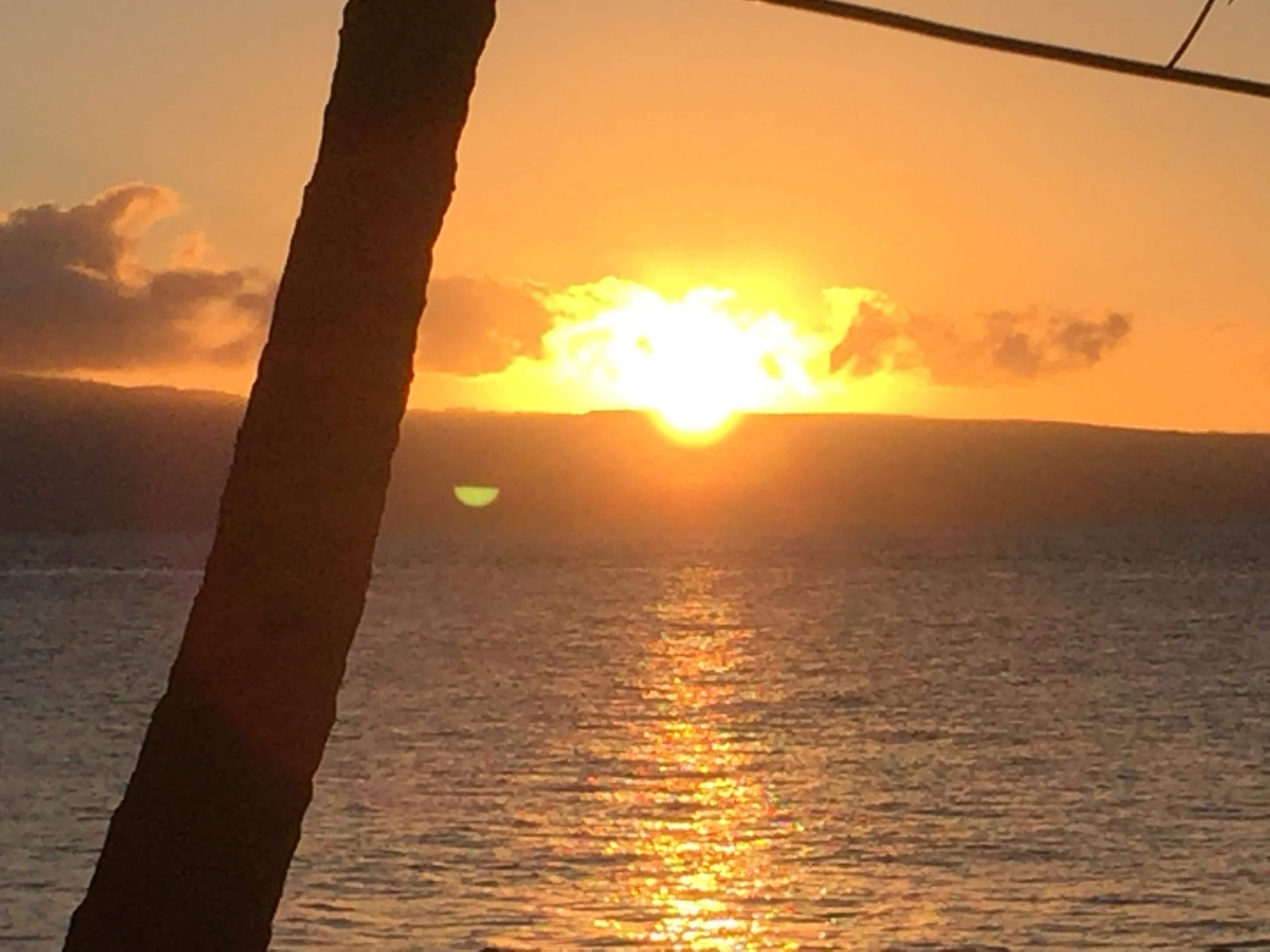 Sunset from seating at Castaway Cafe