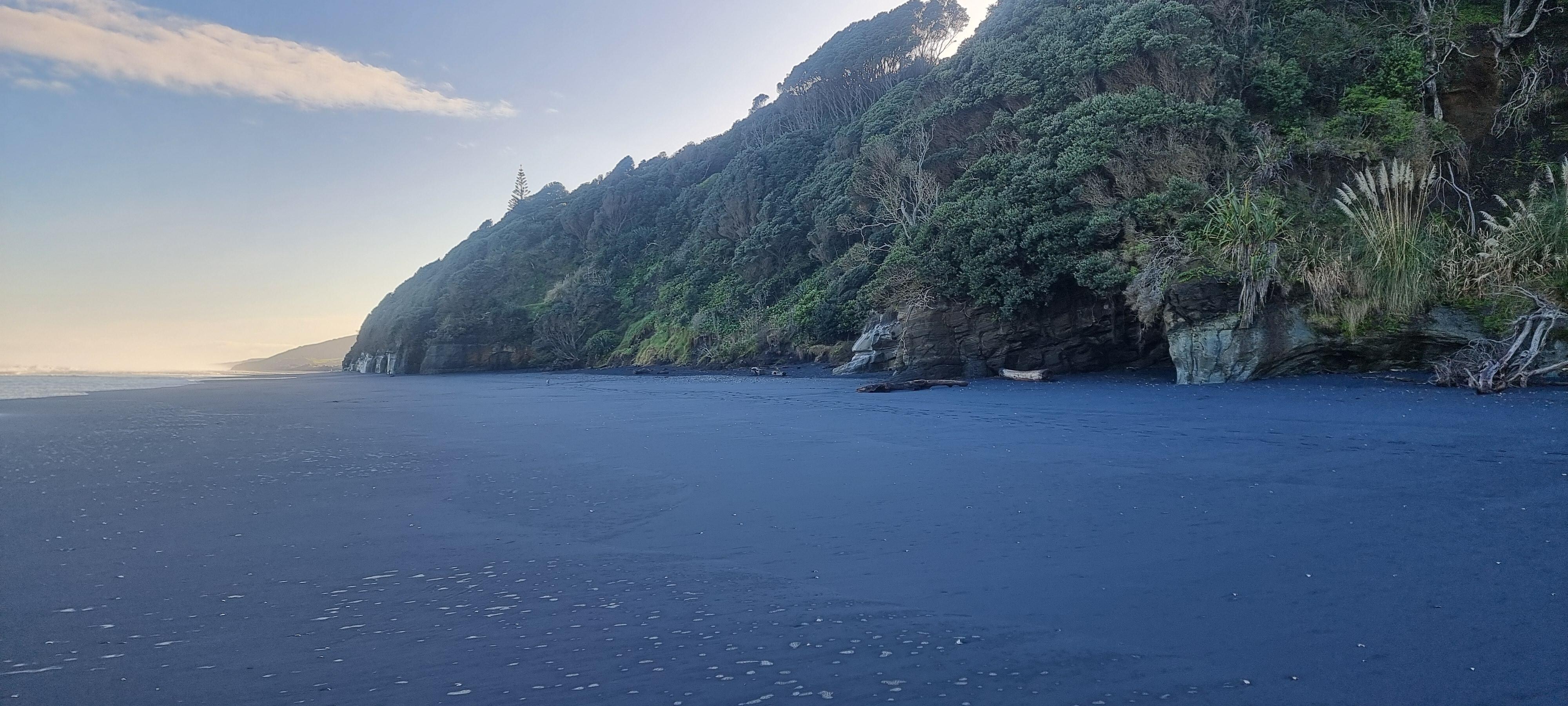 Beach below, a short but steep walk.