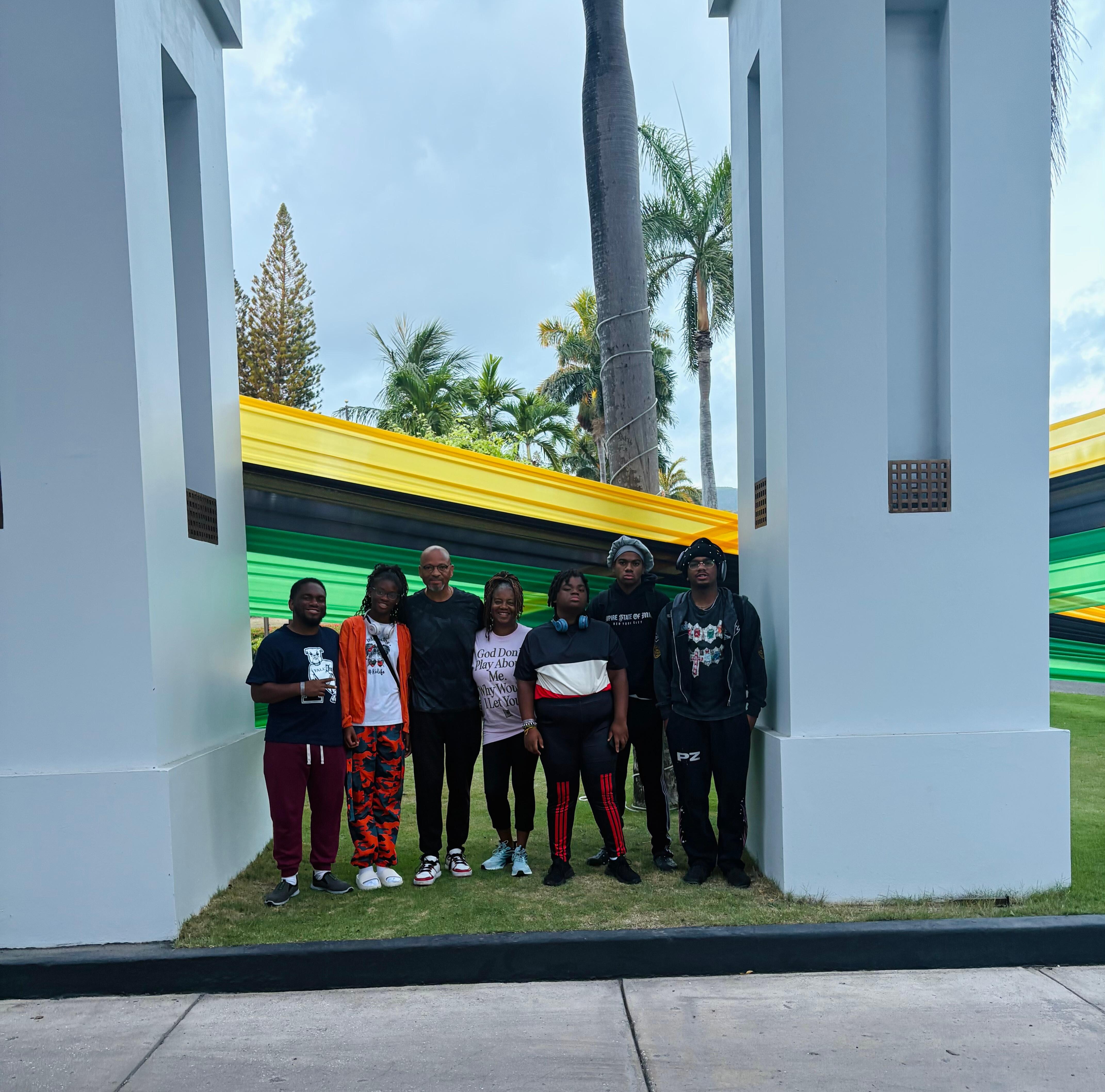 Our family of 7 in front of the hotel.