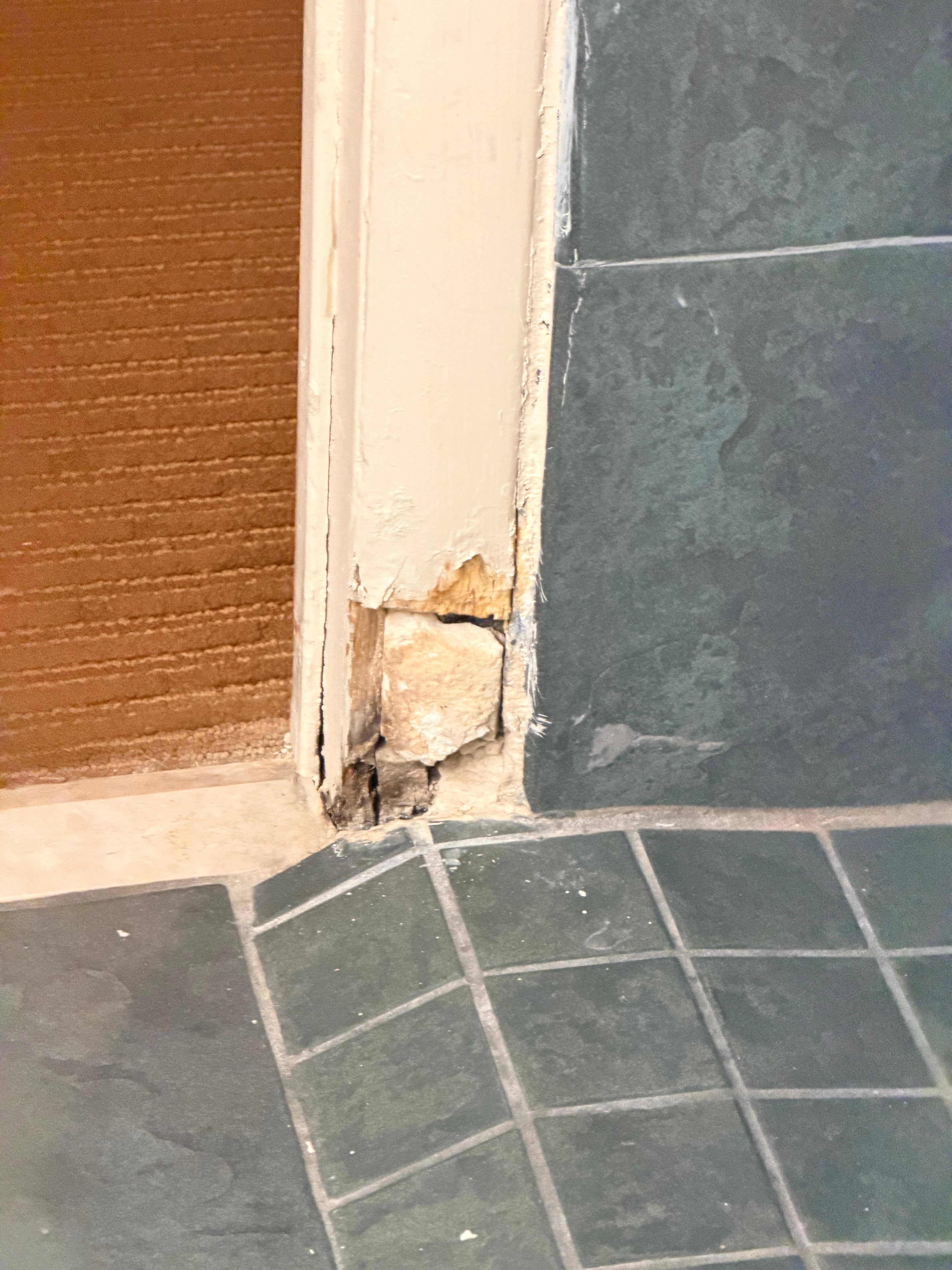 The bathroom was disgusting, and part of the wall was off