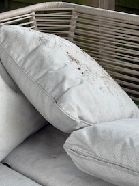 Dirt and mould on outdoor cushions