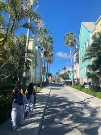 Row of colorful condos