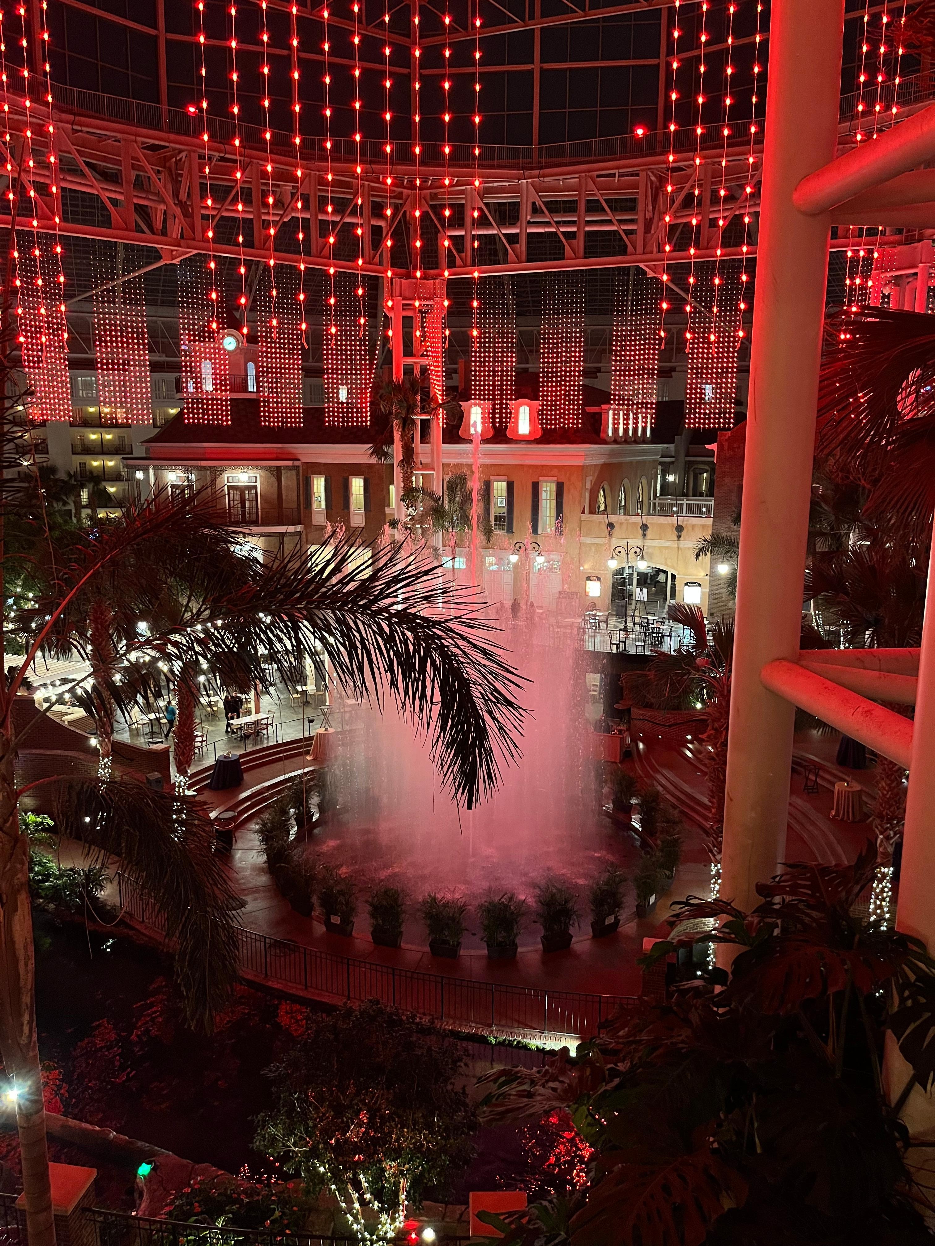 Gorgeous water fountain and light show!