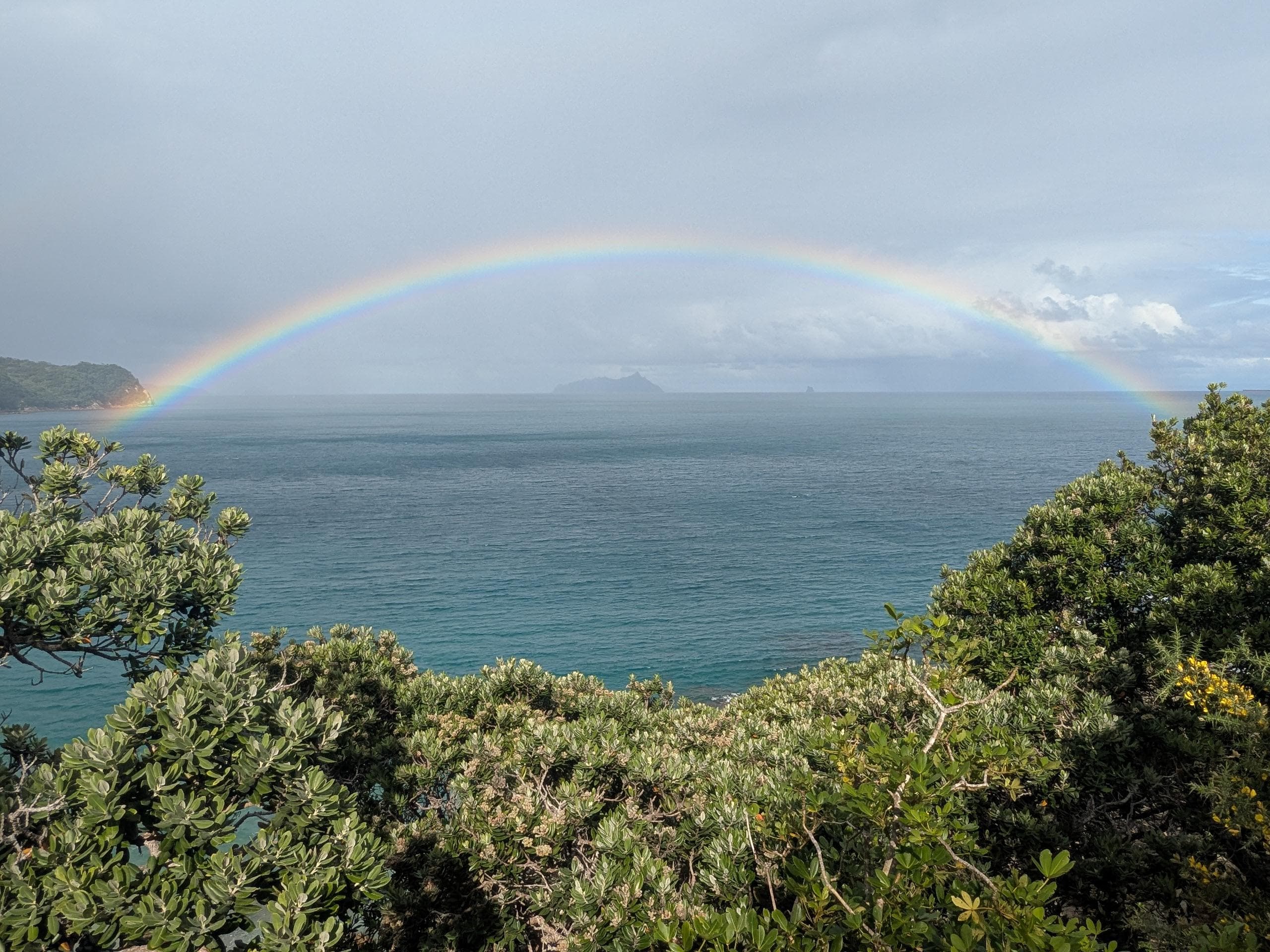 Rewarded with a rainbow as we walked around Busby Head