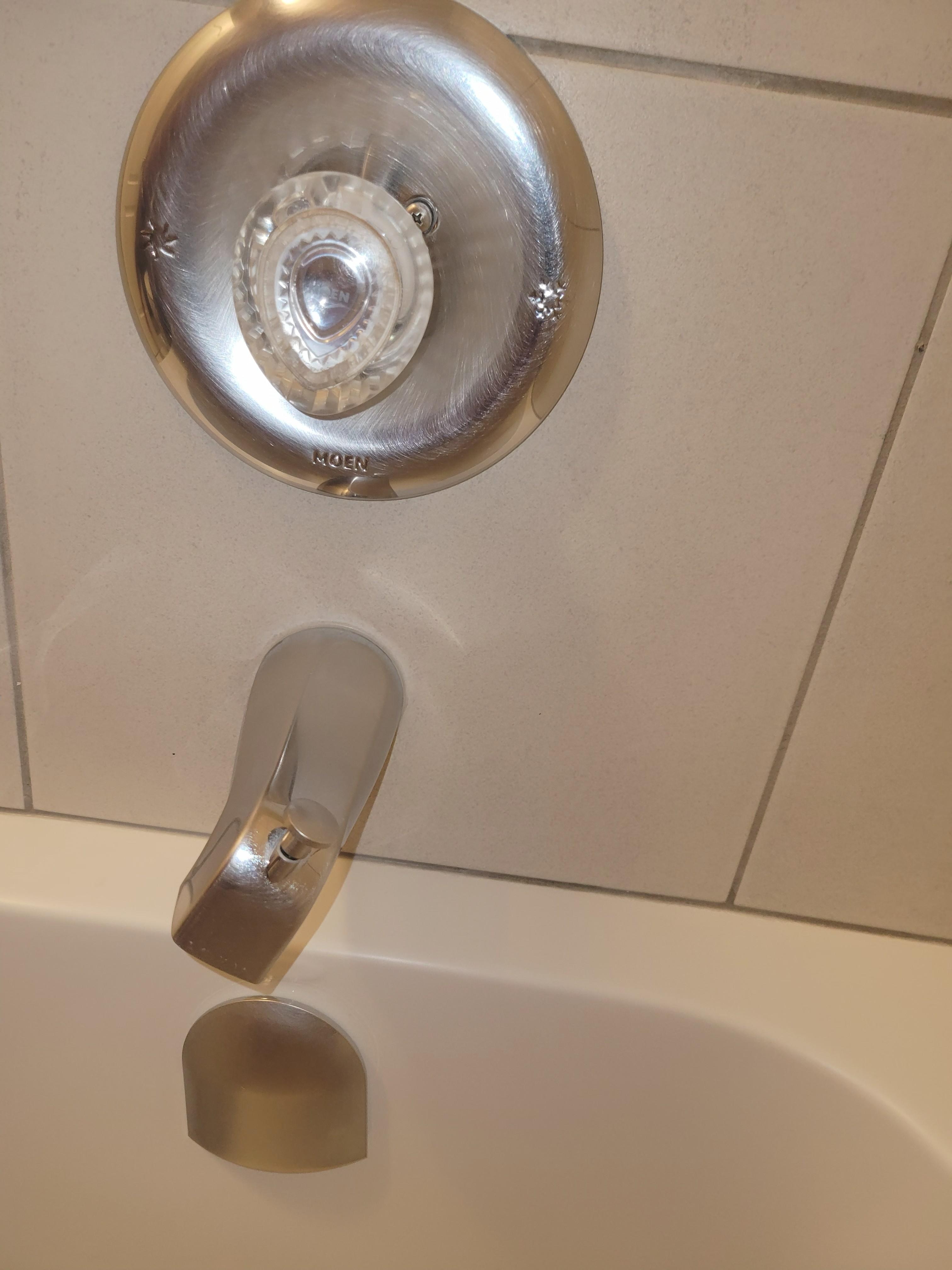 Shower faucet loose & twisted.
Luke warm water between 5 - 6 pm