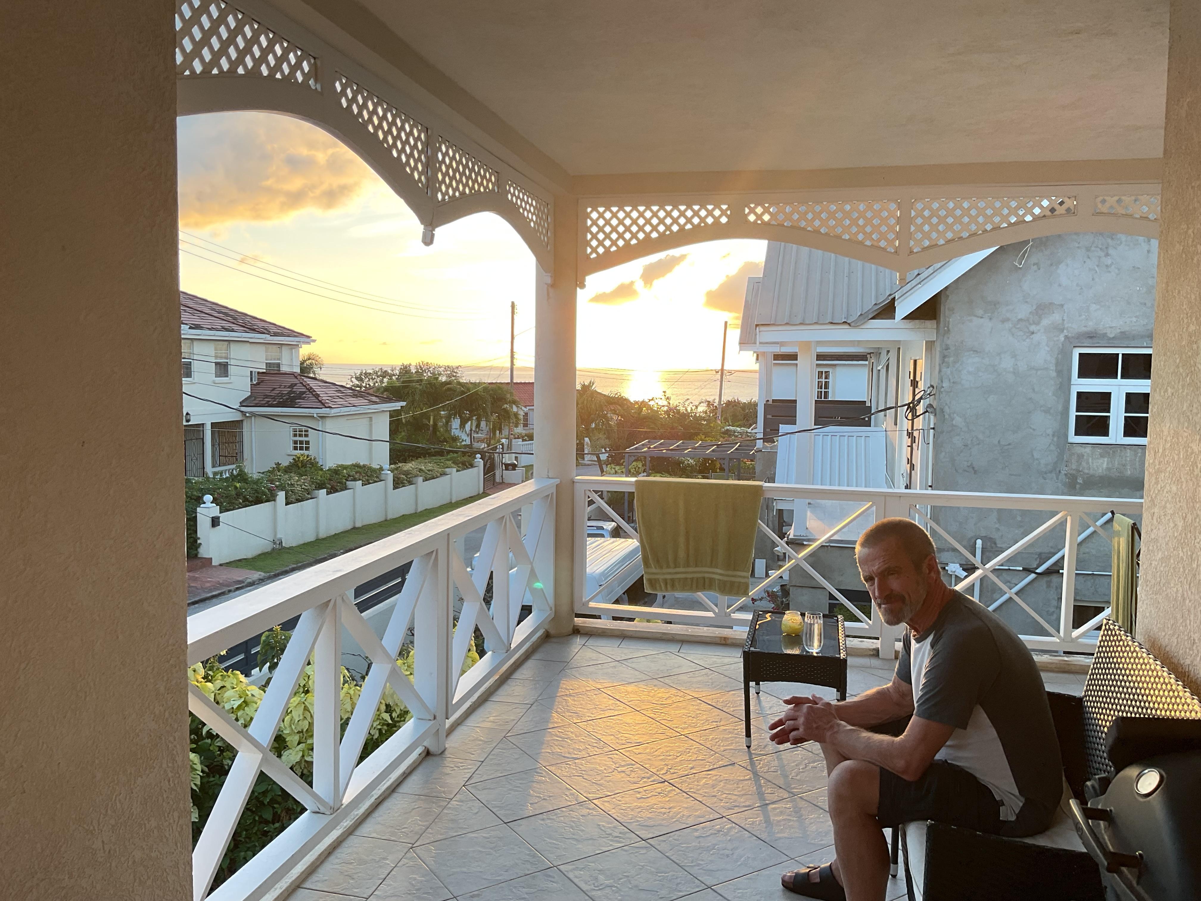 My hubby enjoying the balcony.