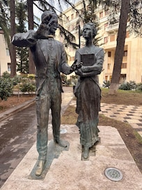 At the park opposite by the hotel