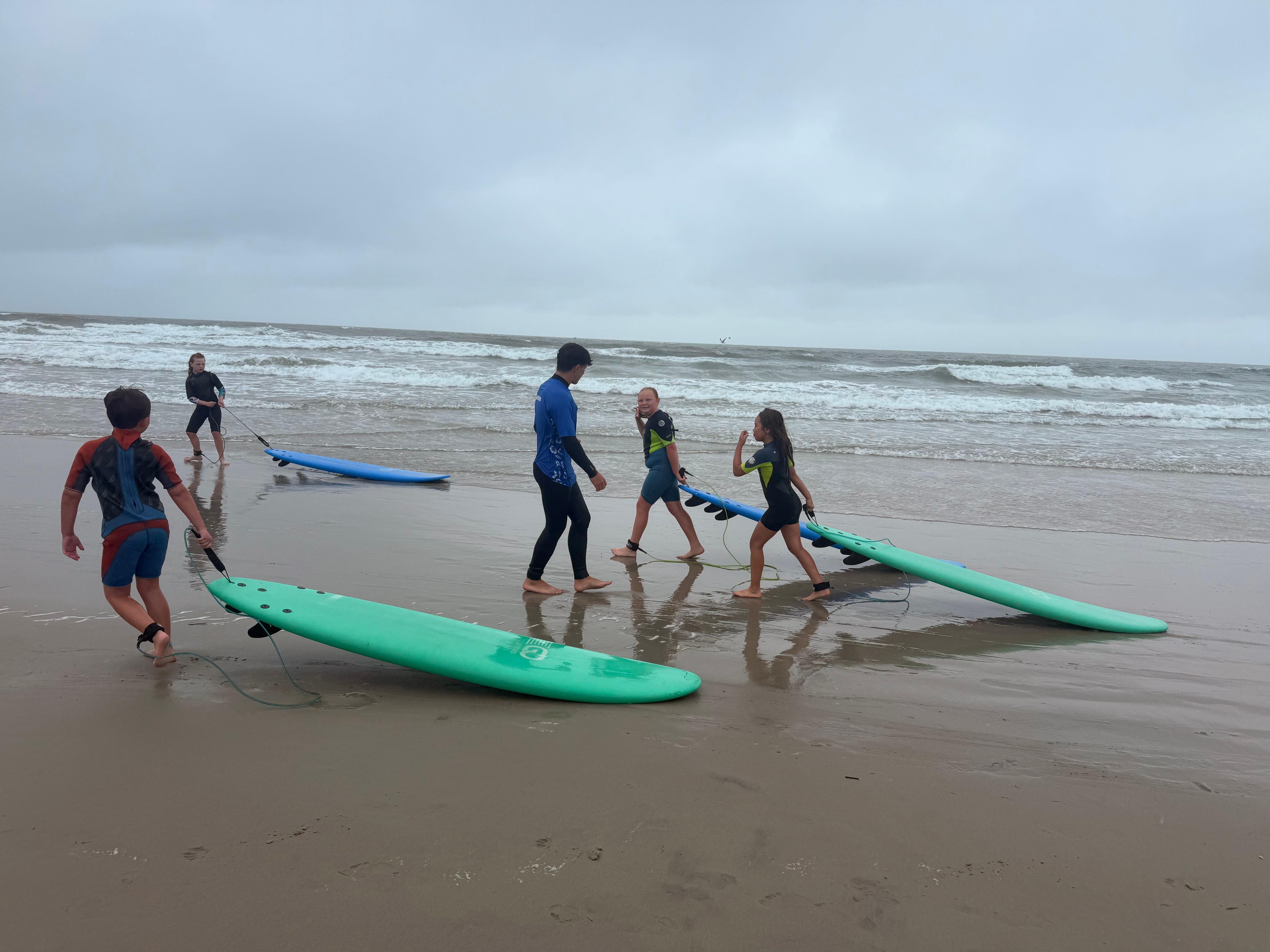 Surf camp is easy to access if you have kids. There’s a truck parked at the park advertising it. It was great.