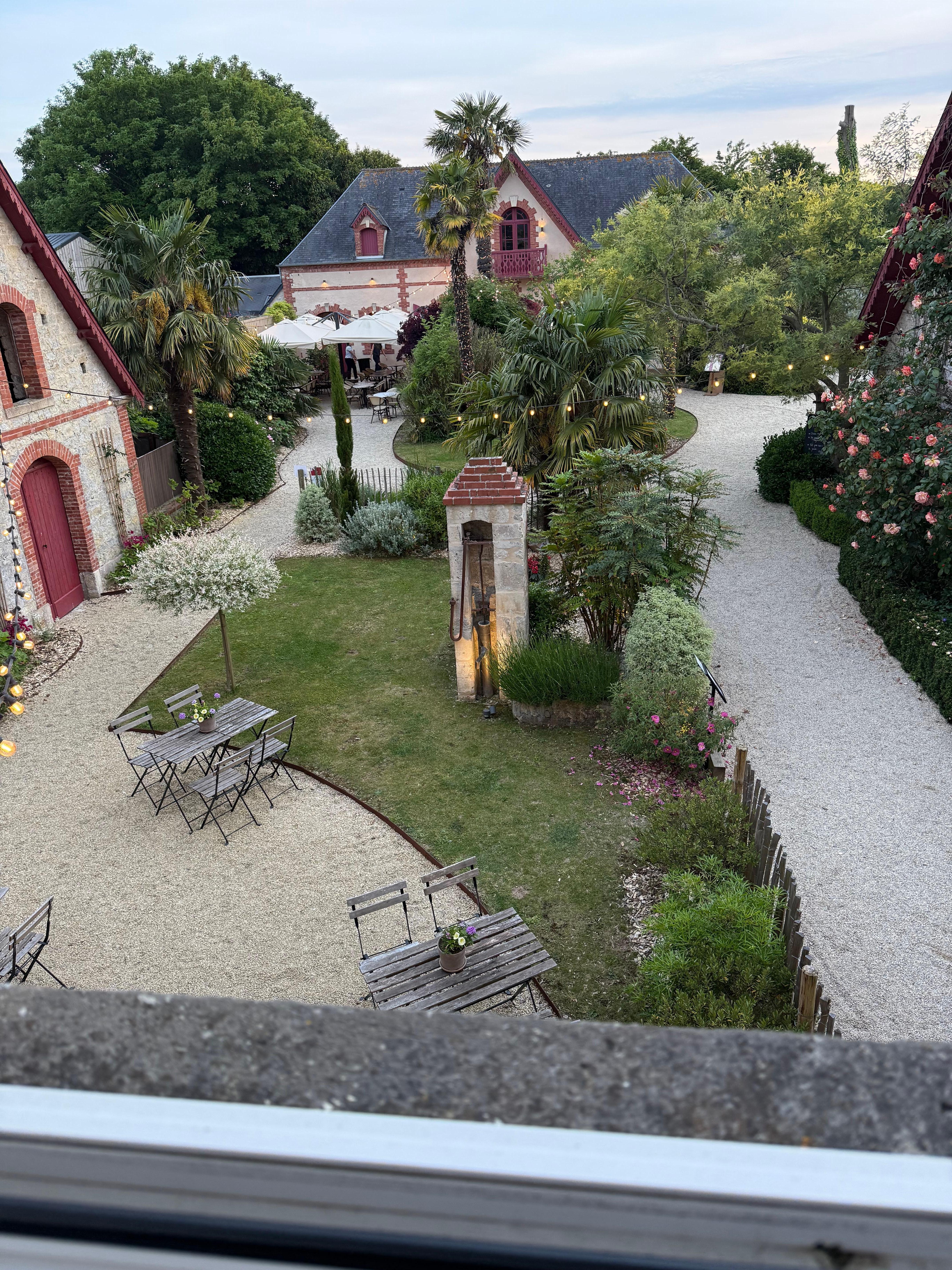 View of garden at rear of hotel
