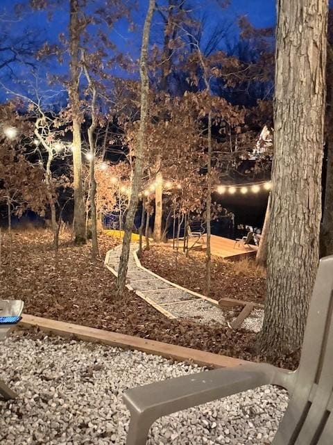 Lights and walkway to the dock