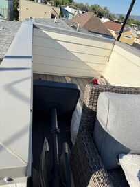 We were told to just plug in lights, but didn’t want to move dirty furniture or get hurt on fallen umbrella
