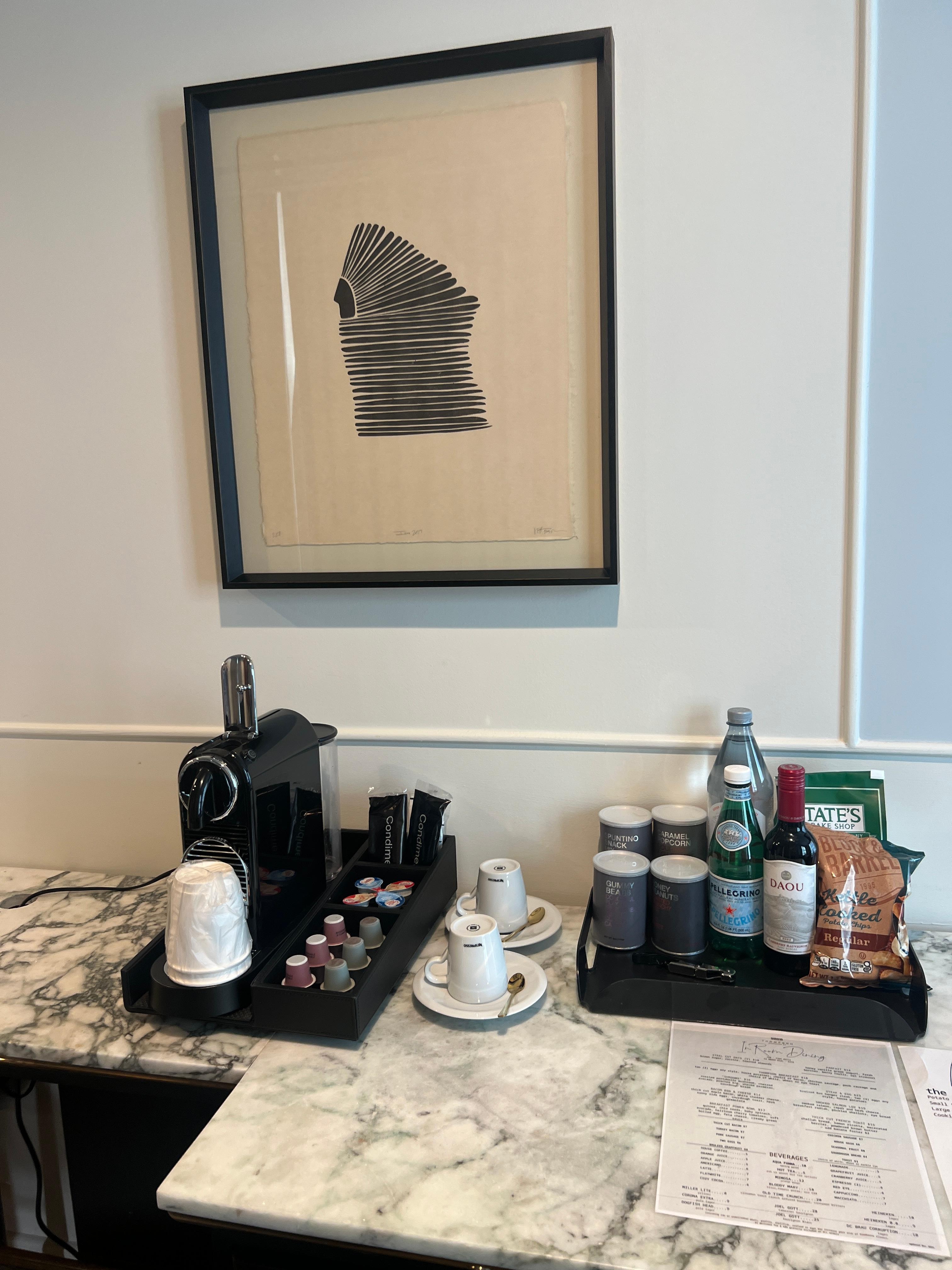In Room Coffee, Cocoa, Snacks
Stocked mini frig as well
