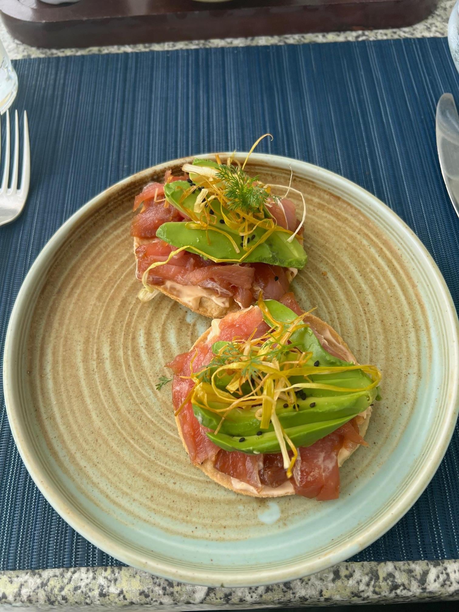Tuna Tostadas from Vistas restaurant (serenity club only)