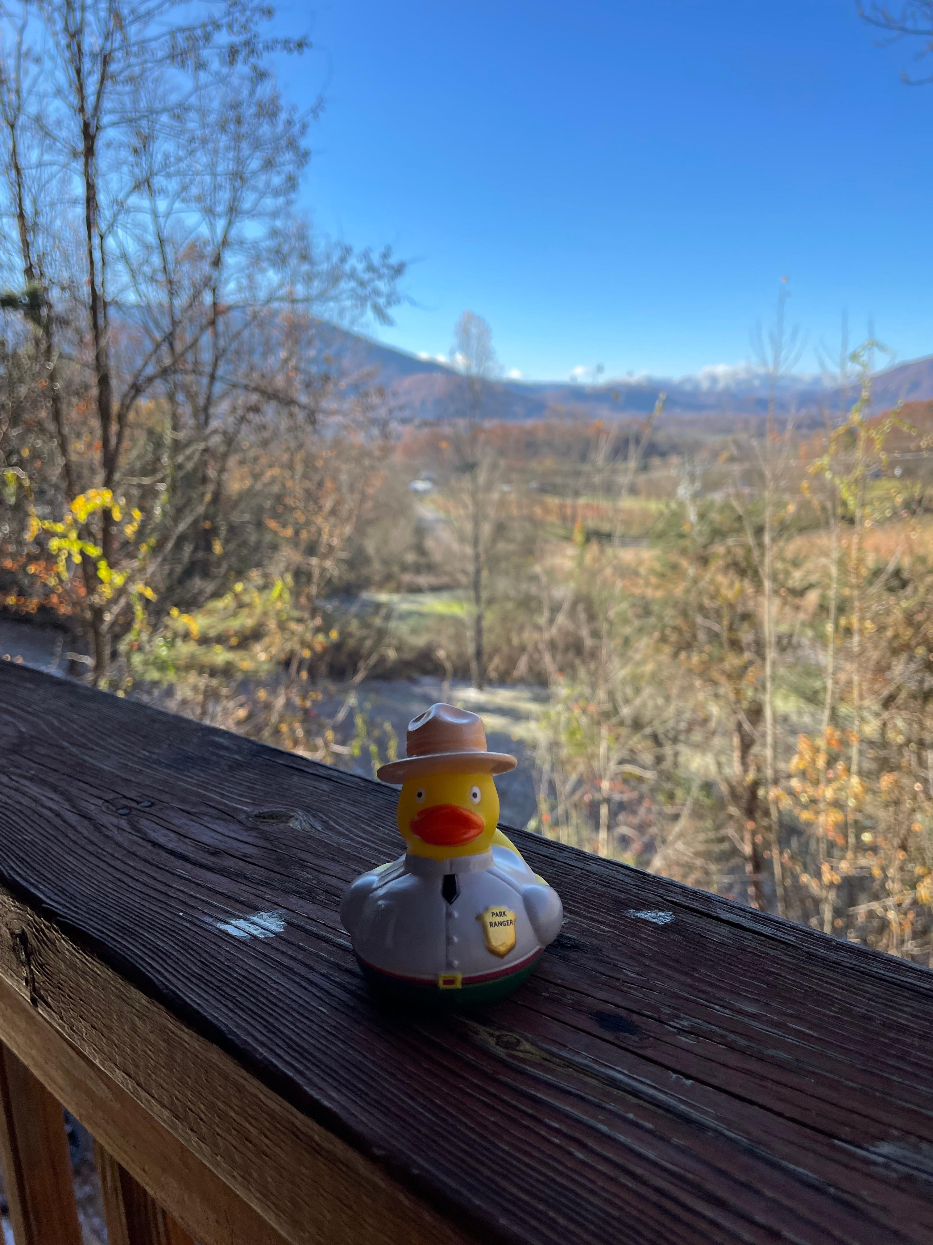 Snow on the mountains as we left. 