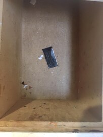 very dirty cabinets, weird thing in bottom of this one