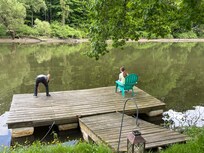The kids enjoying the dock.
