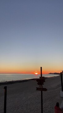 Beautiful sunset by the pool