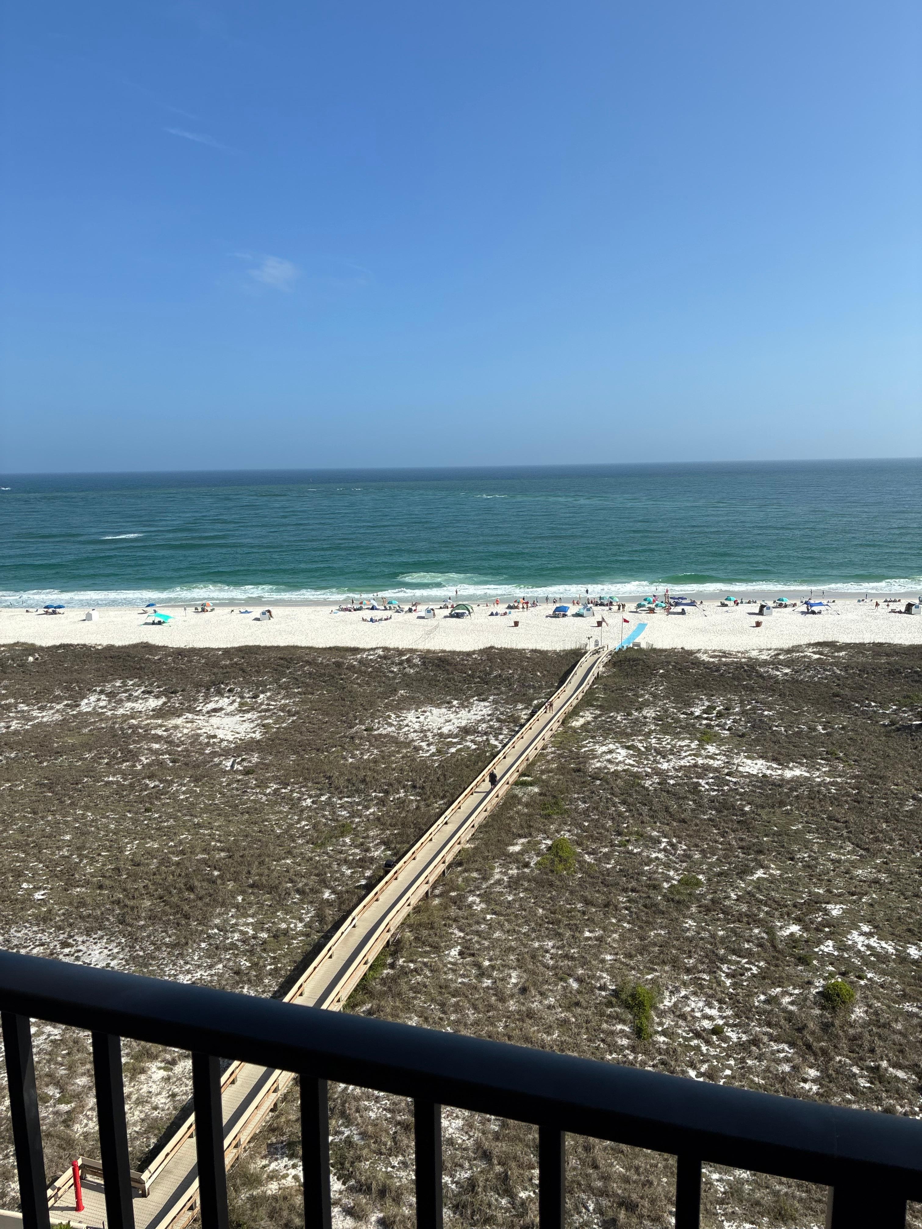 Beautiful view from 9th floor balcony of Gulf. Spent many hours out there, drinking coffee and relaxing 
