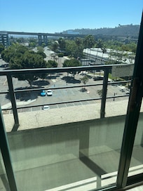 The balcony. Rooms in middle of hotel block had a seating size balcony.